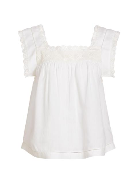 DÔEN Women's Aphra Lace-Trim Top - Salt