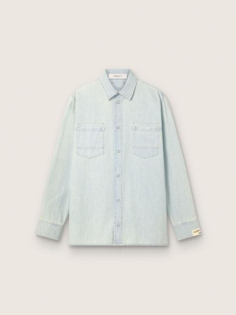 Golden Goose Men’s overshirt in light blue denim