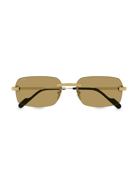 Cartier Men's Core Range 58MM Rectangular Sunglasses - Gold Yellow
