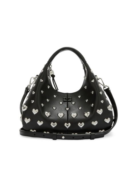 GANNI Women's Mini Heart-Embellished Hobo Bag - Black