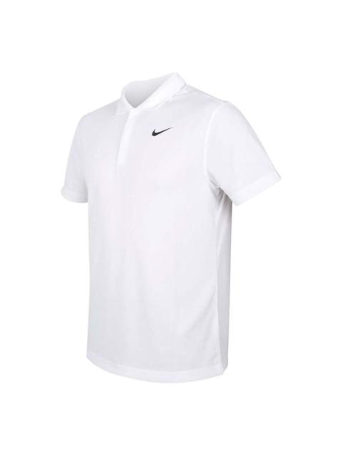 Men's Nike Small Logo Solid Color Short Sleeve White Polo Shirt DH0858-100