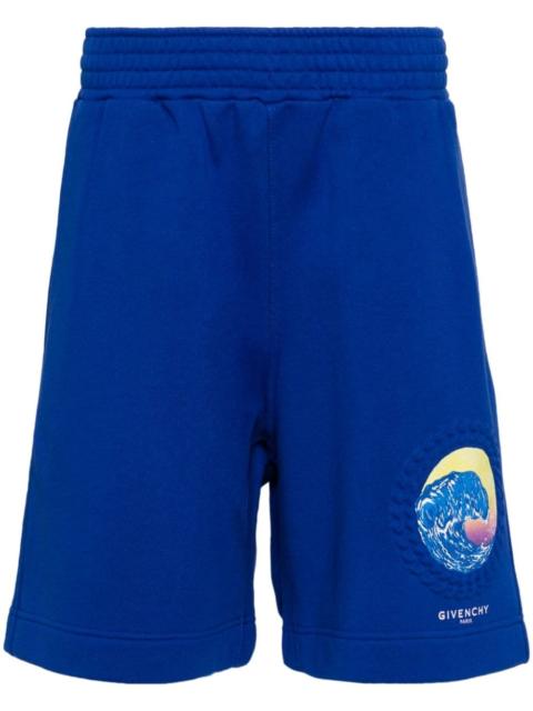 Givenchy wave-print cotton track shorts