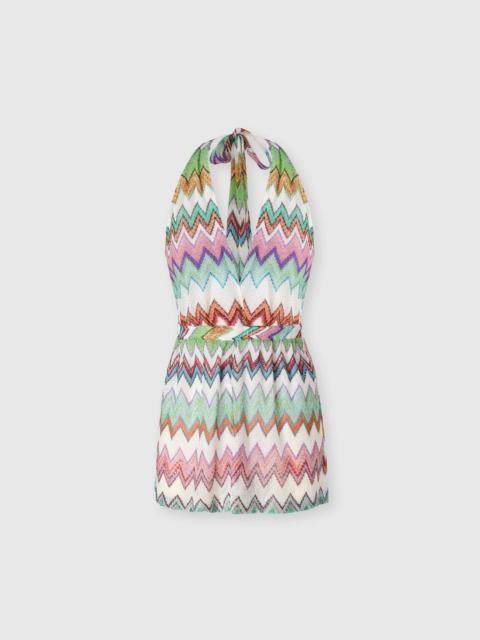 Missoni Short jumpsuit in lamé viscose with macro zigzag pattern