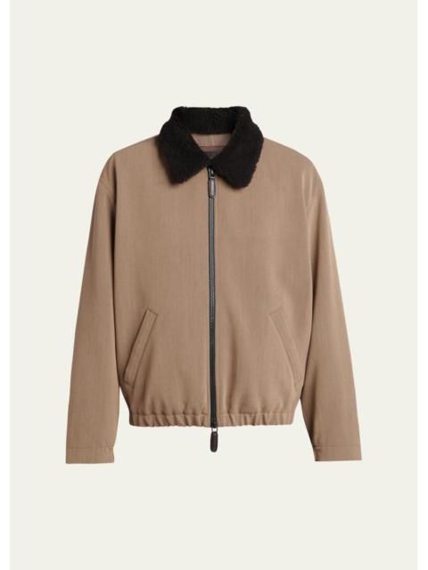 GIORGIO ARMANI Men's Wool Faux Shearling-Collar Blouson