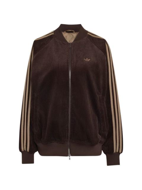 adidas corduroy stripe-detail track jacket