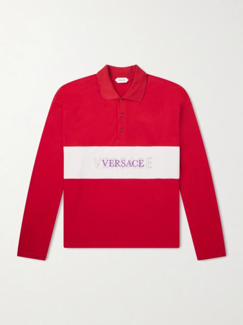 VERSACE Polo Cotton Logo Embroidery Shirt