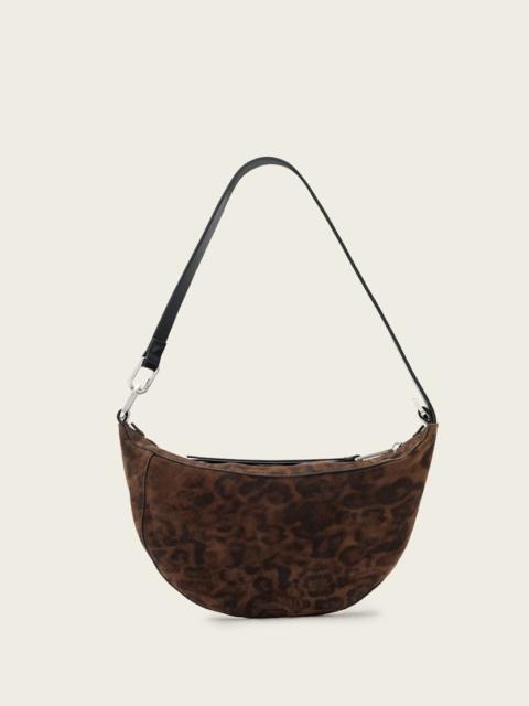 ALLSAINTS LUNA LEOPARD PRINT SUEDE SHOULDER BAG