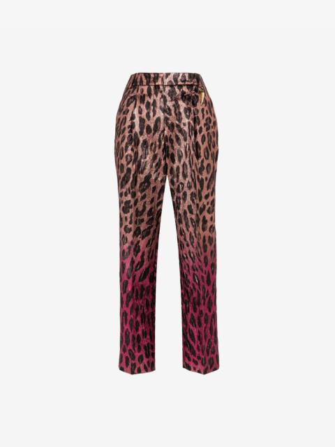 Roberto Cavalli Animal-print lamé cropped trousers