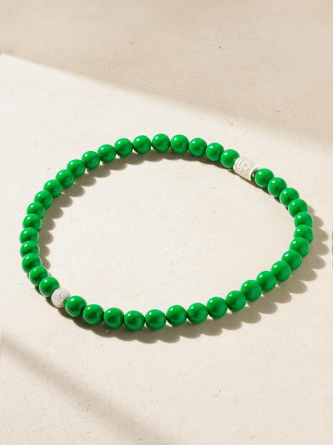 LAUREN RUBINSKI 14-karat White Gold, Enamel And Diamond Necklace