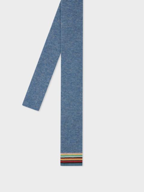 Paul Smith Blue Knitted Cotton Tie With 'Signature Stripe' Tip