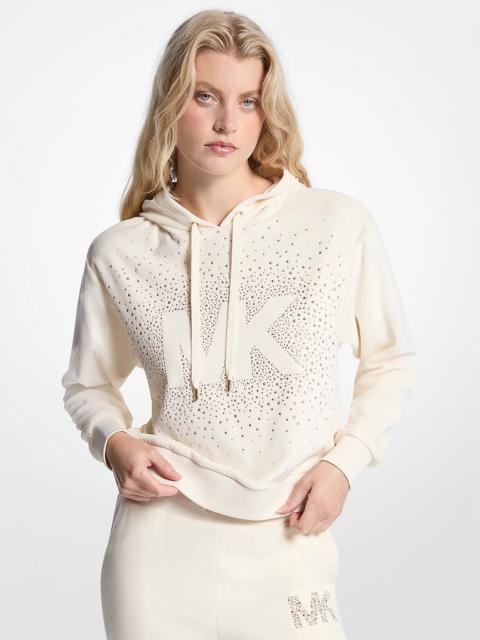 MICHAEL KORS Embellished Logo Velour Hoodie