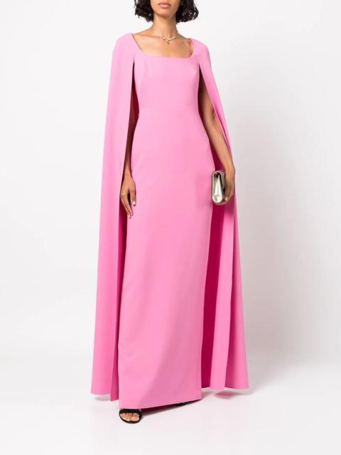 Marchesa SLEEVELESS CAPE EFFECT CREPE COLUMN GOWN