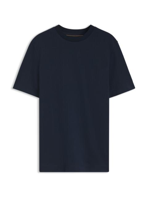 BOSS WINDOWPANE-CHECK T-SHIRT IN A COTTON-AND-SILK BLEND