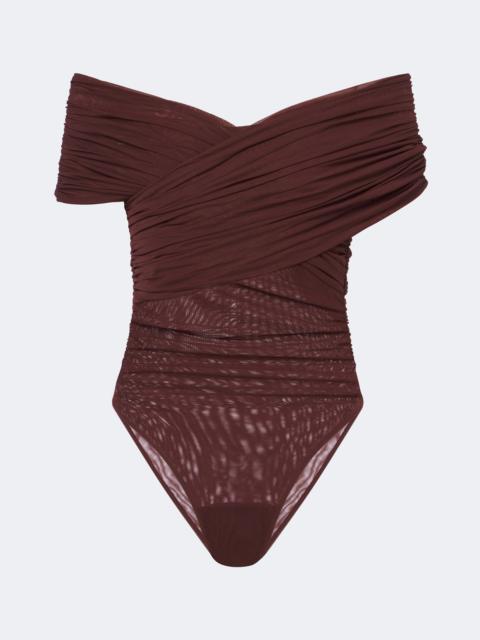 SIR. Off-shoulder mesh bodysuit