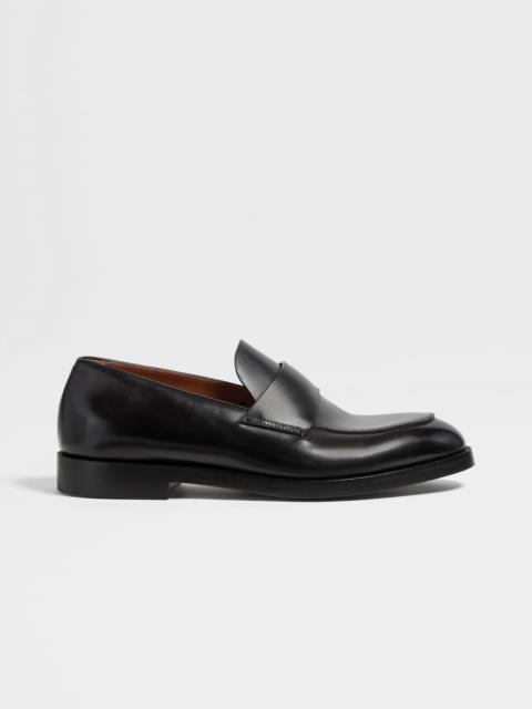 ZEGNA BLACK LEATHER TORINO LOAFERS