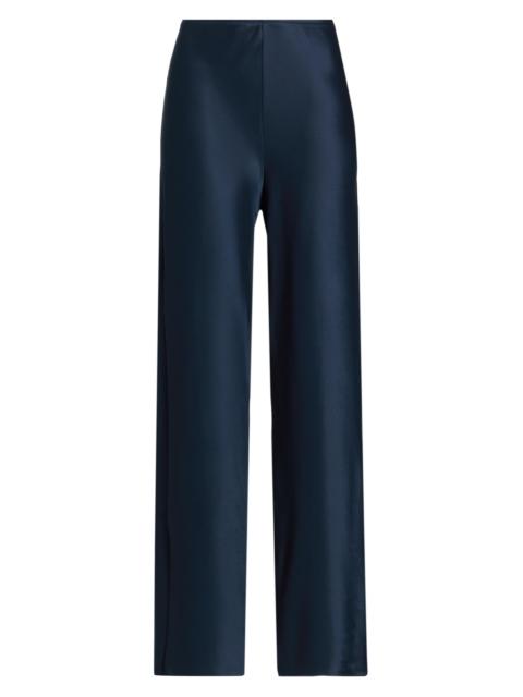 Reformation Women's Gale Satin Mid-Rise Bias Pants - Midnight