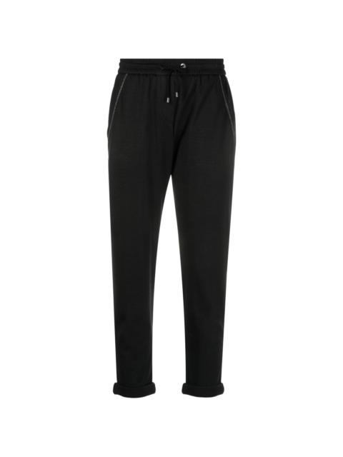 Monili-embellished cropped track pants