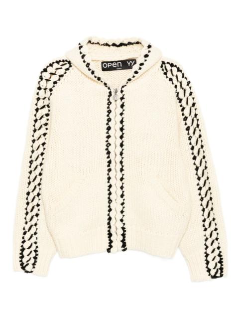 OPEN YY stitch knitted hoodie