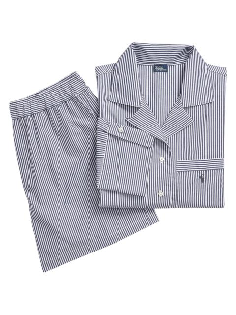 Polo Ralph Lauren Women's Striped Cotton Short Pajamas - White Cloud Beacon Blue