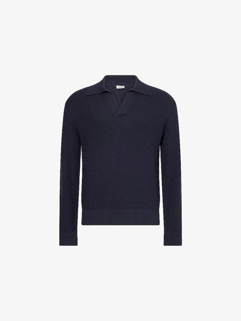 Horatio Textured Long-Sleeve Cotton-Blend Knitted Polo Shirt
