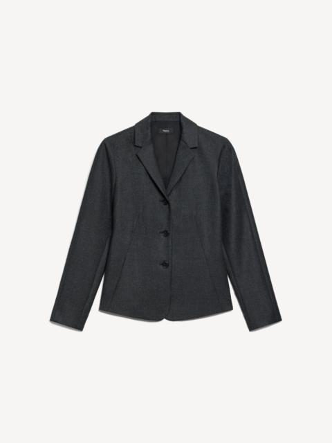 Theory Fitted Three-Button Blazer in Sleek Flannel