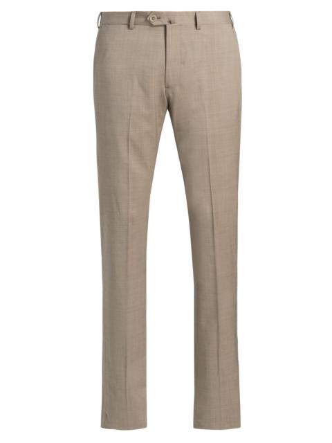 EMPORIO ARMANI Men's Tropical Virgin Wool Flat-Front Trousers - Roasted Cashew
