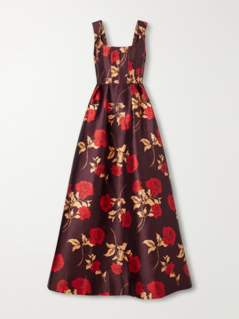 REBECCA VALLANCE Melgora Floral-print Satin-twill Gown