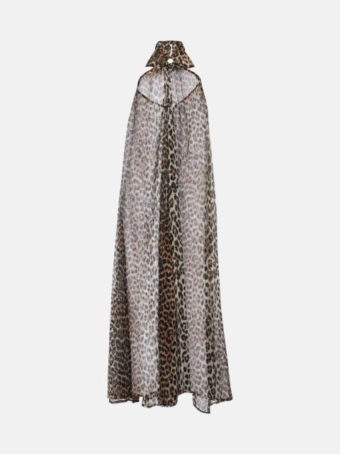 Leopard-print chiffon maxi dress