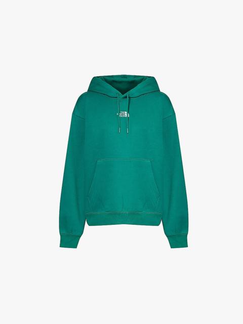 Brand-embroidery kangaroo-pocket cotton-blend hoody