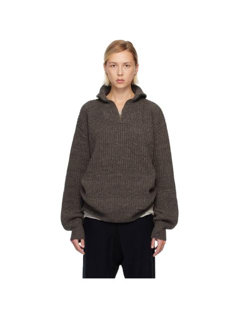 Maison Margiela Brown Half-Zip Jacket