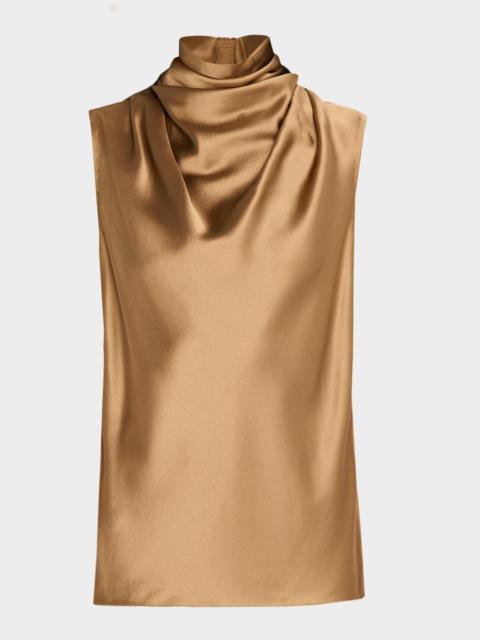 ADAM LIPPES Kaia Sleeveless Cowl-Neck Silk Top