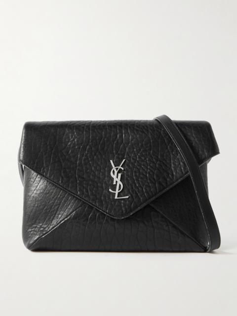 SAINT LAURENT Cassandre Logo-Appliquéd Textured-Leather Pouch