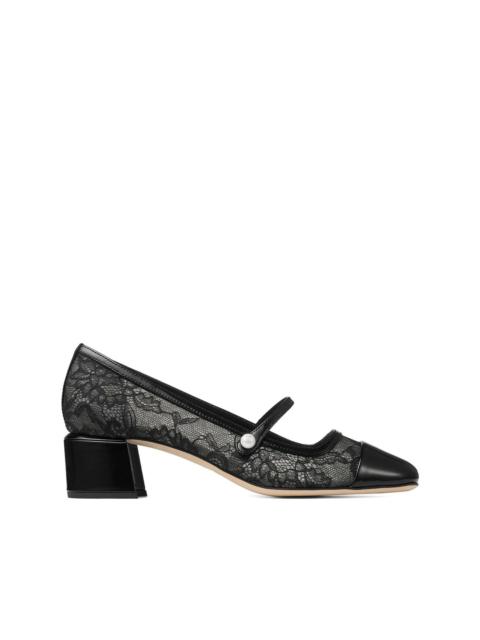 JIMMY CHOO 45mm Elisa lace-embellishment pumps