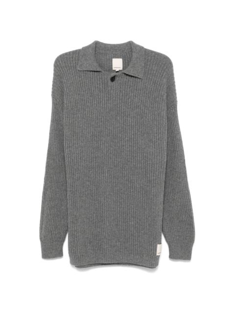 EMPORIO ARMANI 늑골 니트 폴로 셔츠
