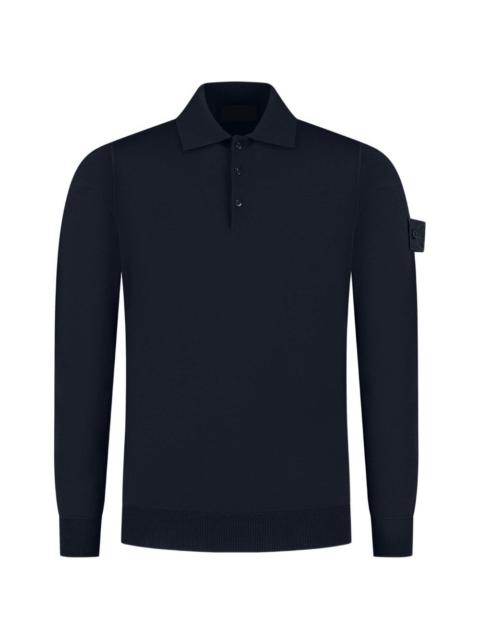 Stone Island logo-patch long-sleeve polo shirt
