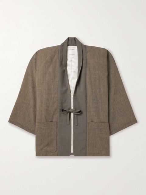 visvim Kiyari Striped Padded Wool, Linen and Cotton-Blend Tweed Kimono Jacket