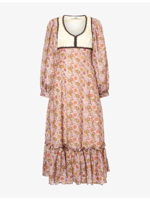SIEDRÉS Serica Contrast-Panel Woven Maxi Dress
