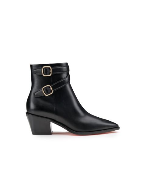 Santoni Women's black leather mid-heel texan ankle boot