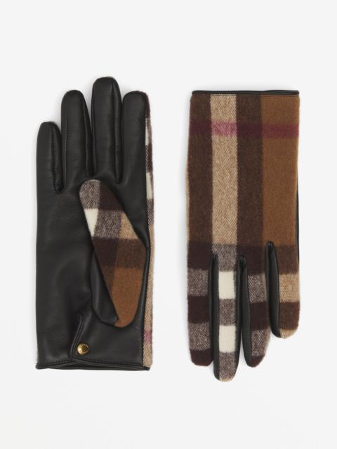 Check Wool and Lambskin Gloves