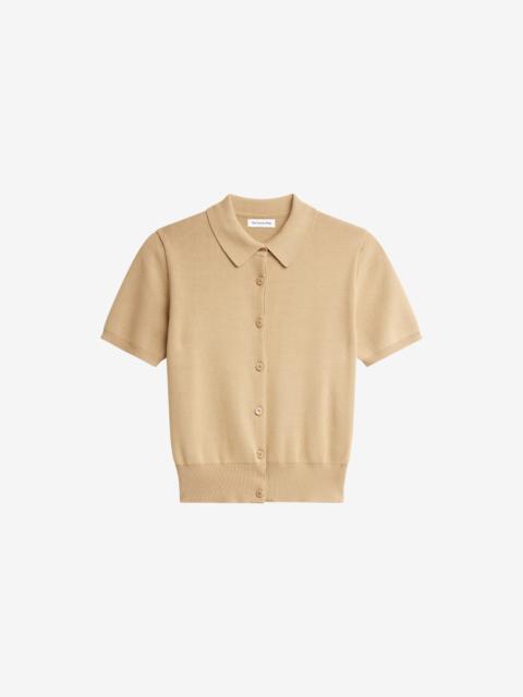 The Frankie Shop Amelot Knit Short Sleeve Cardigan - Beige
