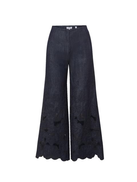VERONICA BEARD OSBORNE WIDE-LEG EYELET PANT