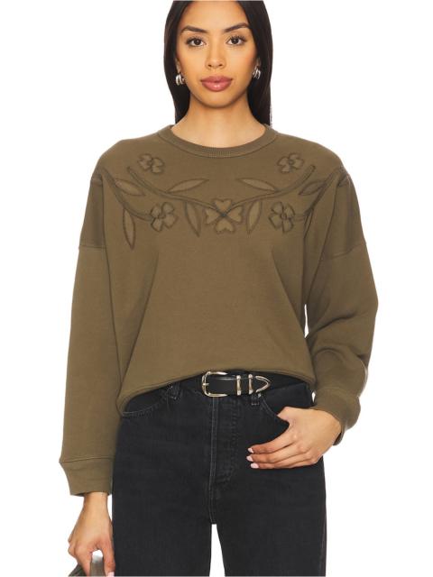 THE GREAT. The Floral Applique Teammate Sweatshirt