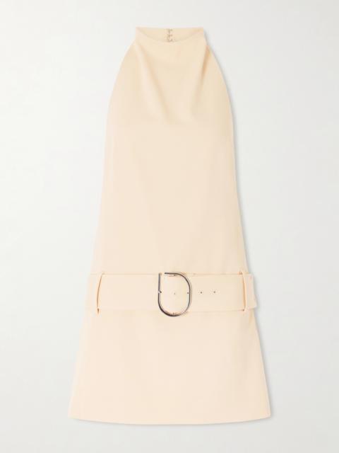 SIR. Sabina Belted Draped Woven Halterneck Mini Dress