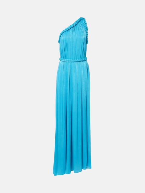 COSTARELLOS Isilda lamé georgette one-shoulder gown