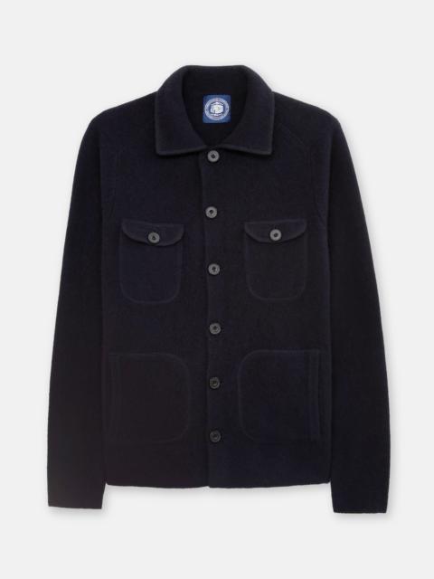 J. PRESS NAVY BOILED WOOL KNITTED SHIRT JACKET