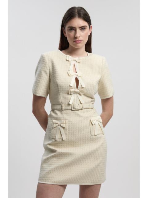 KAREN MILLEN Tailored Tweed Bow Detail Mini Dress