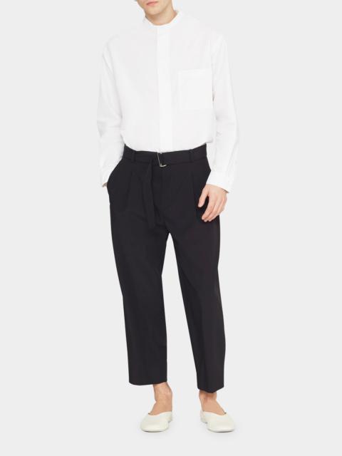 Men's Cropped Wool-Blend Belted Trousers