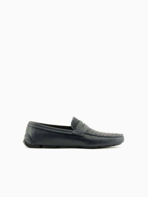 GIORGIO ARMANI Deerskin and nappa-leather loafers