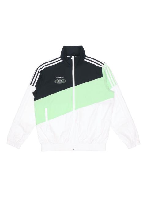 adidas neo Colorblock Zipper Stand Collar Sports Jacket Black Green Colorblock GL7177