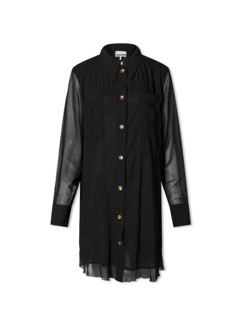 GANNI GANNI Pleated Georgette Shirt Dress